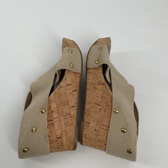Lucky Brand Miller 2 Wedge Open Toe Cork Sandals Size 6.5 M Womens Cream Beige - Picture 6 of 9